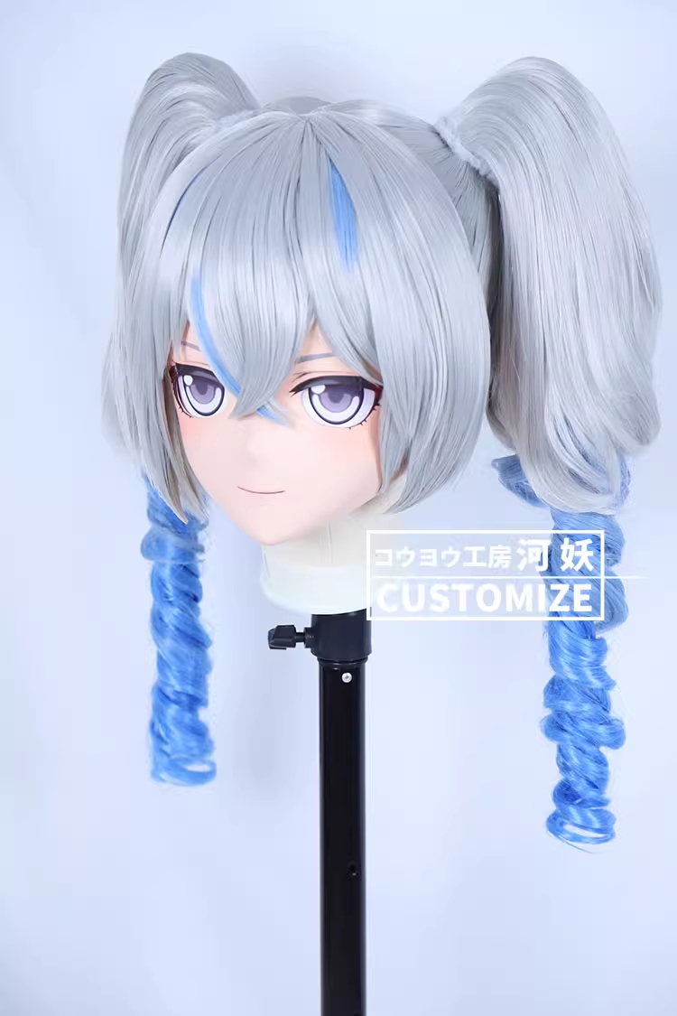 二次元美少女　フルヘッド着ぐるみマスク(C-01~C-10)　通気孔付　高品質樹脂製　サイズオーダーメイド　鍵つき全頭面　KIGURUMI変身　コスプレマスク　河妖工房製品　正規品保証　全国送料無料-18