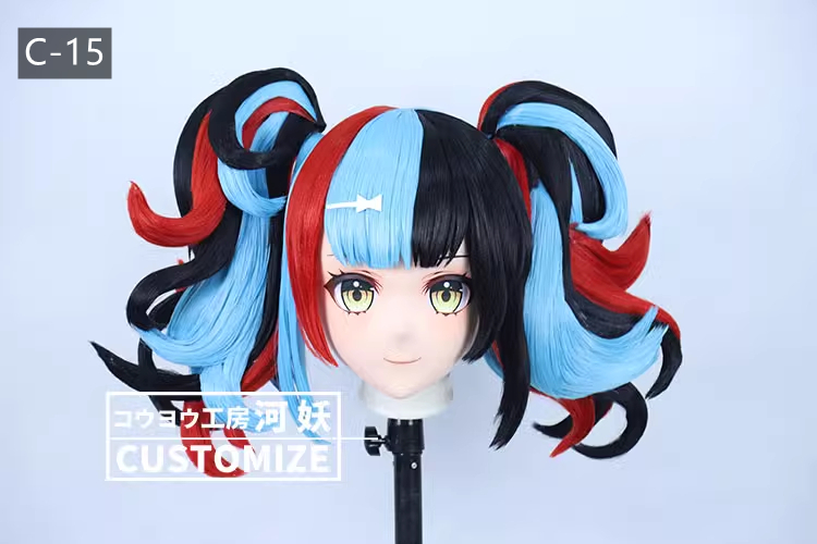二次元美少女　フルヘッド着ぐるみマスク(C-11~C-20)　通気孔付　高品質樹脂製　サイズオーダーメイド　鍵つき全頭面　KIGURUMI変身　コスプレマスク　河妖工房製品　正規品保証　全国送料無料-8