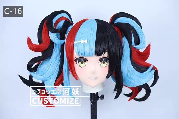 二次元美少女　フルヘッド着ぐるみマスク(C-11~C-20)　通気孔付　高品質樹脂製　サイズオーダーメイド　鍵つき全頭面　KIGURUMI変身　コスプレマスク　河妖工房製品　正規品保証　全国送料無料-10