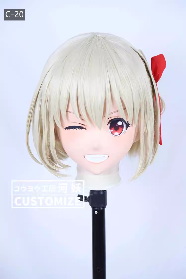 二次元美少女　フルヘッド着ぐるみマスク(C-11~C-20)　通気孔付　高品質樹脂製　サイズオーダーメイド　鍵つき全頭面　KIGURUMI変身　コスプレマスク　河妖工房製品　正規品保証　全国送料無料-18