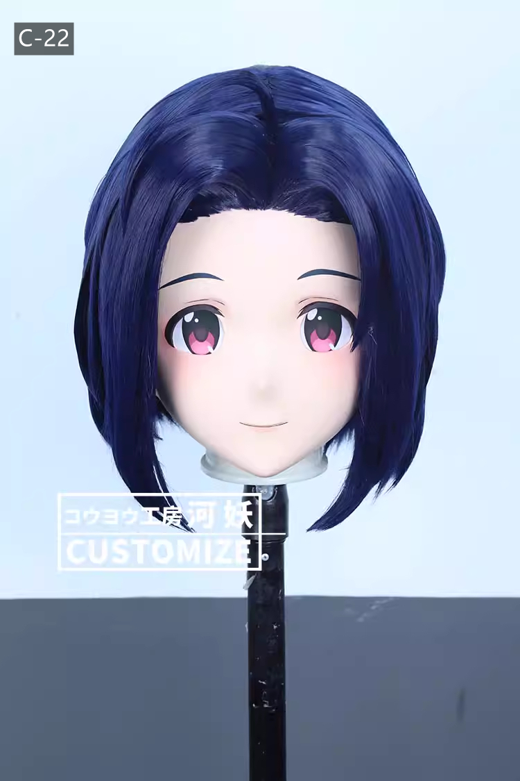 二次元美少女　フルヘッド着ぐるみマスク(C-21~C-30)　通気孔付　高品質樹脂製　サイズオーダーメイド　鍵つき全頭面　KIGURUMI変身　コスプレマスク　河妖工房製品　正規品保証　全国送料無料-3