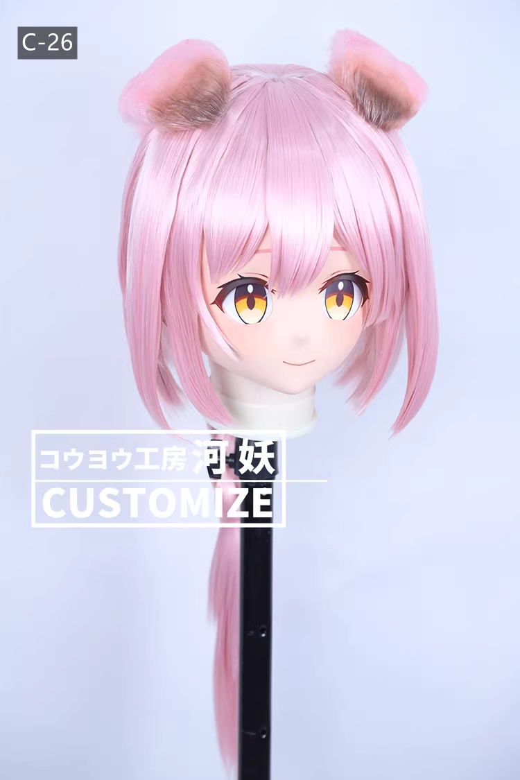 二次元美少女　フルヘッド着ぐるみマスク(C-21~C-30)　通気孔付　高品質樹脂製　サイズオーダーメイド　鍵つき全頭面　KIGURUMI変身　コスプレマスク　河妖工房製品　正規品保証　全国送料無料-11