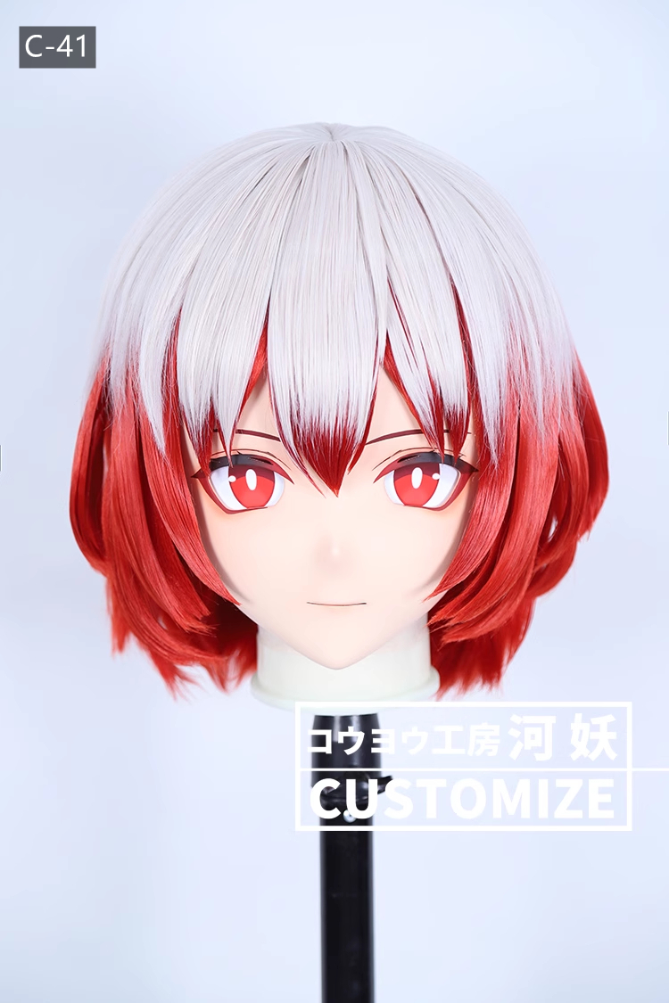 二次元美少女　フルヘッド着ぐるみマスク(C-41~C-50)　通気孔付　高品質樹脂製　サイズオーダーメイド　鍵つき全頭面　KIGURUMI変身　コスプレマスク　河妖工房製品　正規品保証　全国送料無料-1