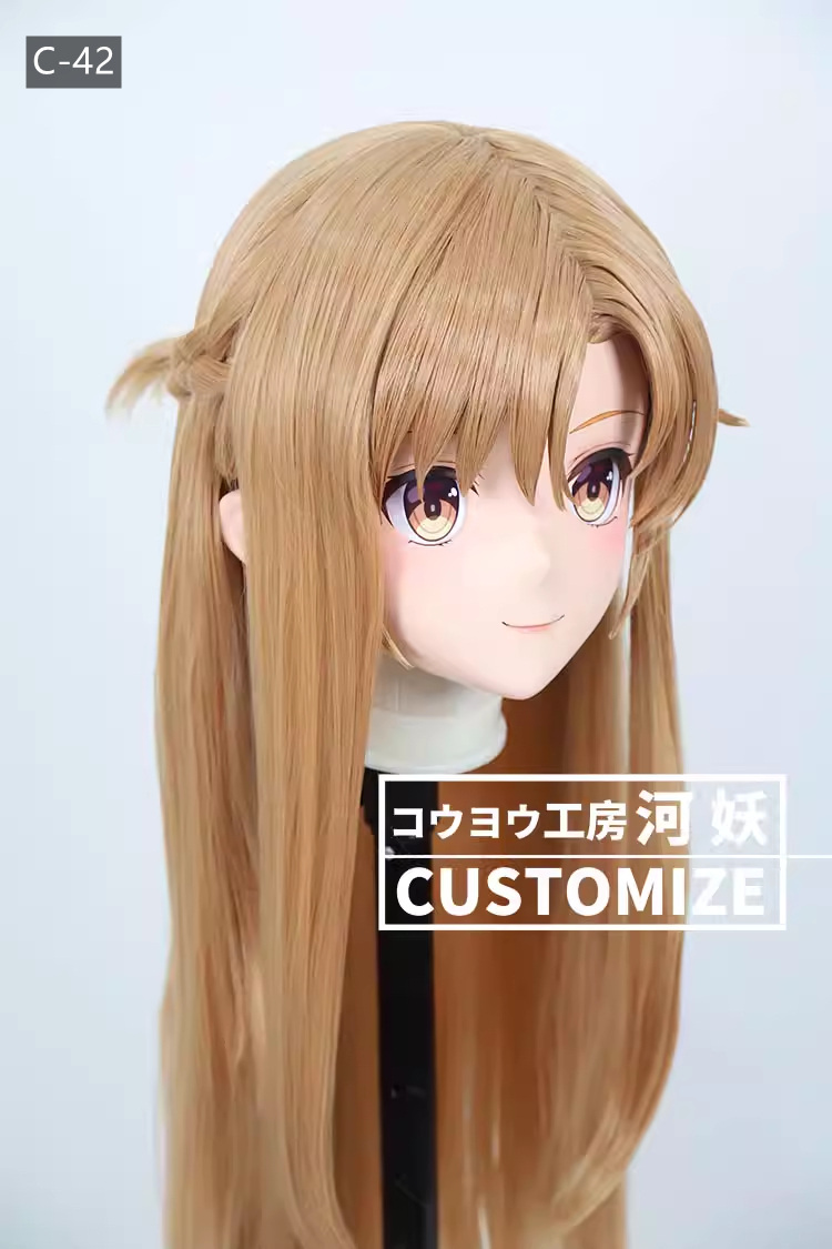 二次元美少女　フルヘッド着ぐるみマスク(C-41~C-50)　通気孔付　高品質樹脂製　サイズオーダーメイド　鍵つき全頭面　KIGURUMI変身　コスプレマスク　河妖工房製品　正規品保証　全国送料無料-3