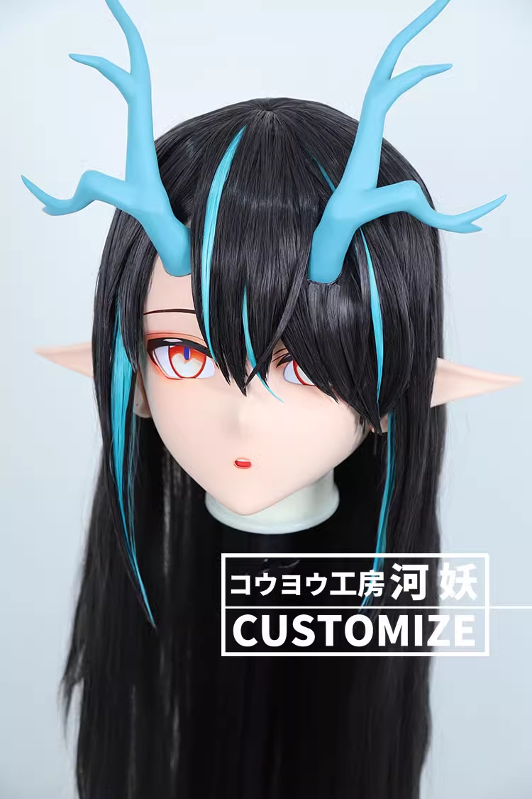 二次元美少女　フルヘッド着ぐるみマスク(C-41~C-50)　通気孔付　高品質樹脂製　サイズオーダーメイド　鍵つき全頭面　KIGURUMI変身　コスプレマスク　河妖工房製品　正規品保証　全国送料無料-18