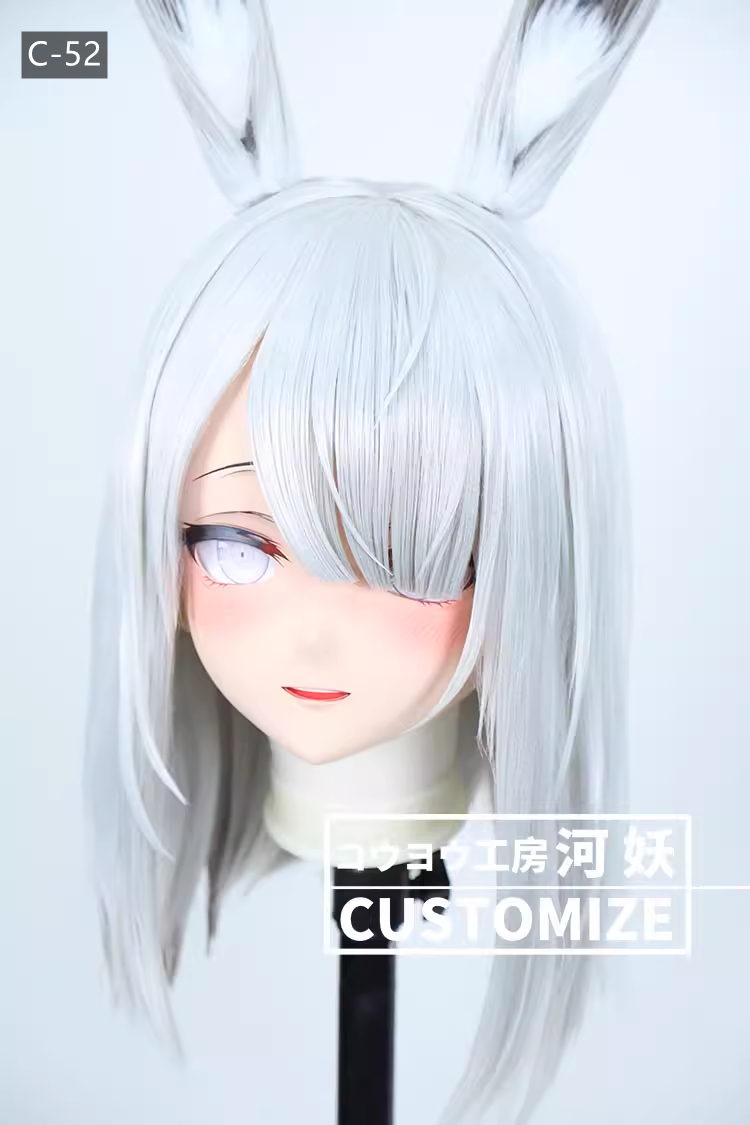 二次元美少女　フルヘッド着ぐるみマスク(C-51~C-60)　通気孔付　高品質樹脂製　サイズオーダーメイド　鍵つき全頭面　KIGURUMI変身　コスプレマスク　河妖工房製品　正規品保証　全国送料無料-3