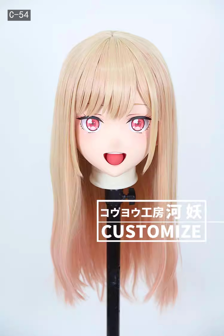 二次元美少女　フルヘッド着ぐるみマスク(C-51~C-60)　通気孔付　高品質樹脂製　サイズオーダーメイド　鍵つき全頭面　KIGURUMI変身　コスプレマスク　河妖工房製品　正規品保証　全国送料無料-7