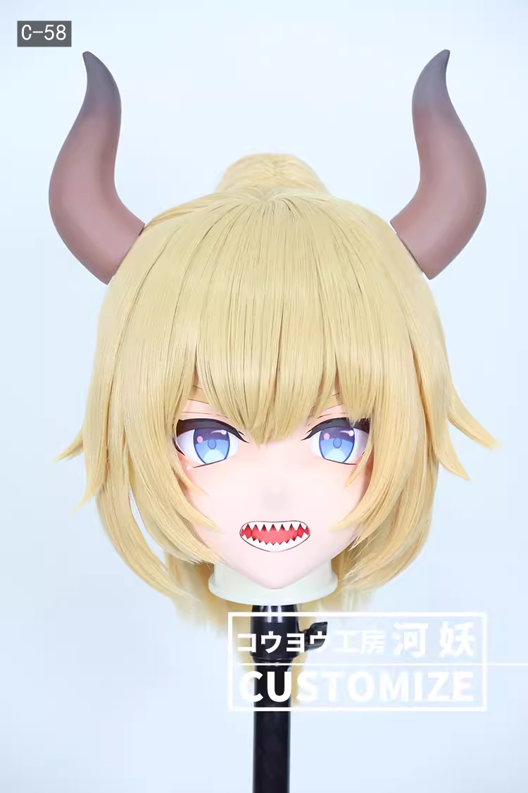 二次元美少女　フルヘッド着ぐるみマスク(C-51~C-60)　通気孔付　高品質樹脂製　サイズオーダーメイド　鍵つき全頭面　KIGURUMI変身　コスプレマスク　河妖工房製品　正規品保証　全国送料無料-15