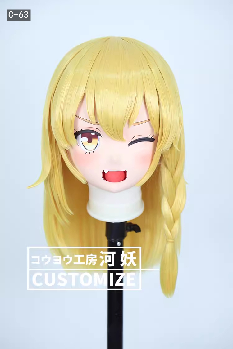 二次元美少女　フルヘッド着ぐるみマスク(C-61~C-70)　通気孔付　高品質樹脂製　サイズオーダーメイド　鍵つき全頭面　KIGURUMI変身　コスプレマスク　河妖工房製品　正規品保証　全国送料無料-5