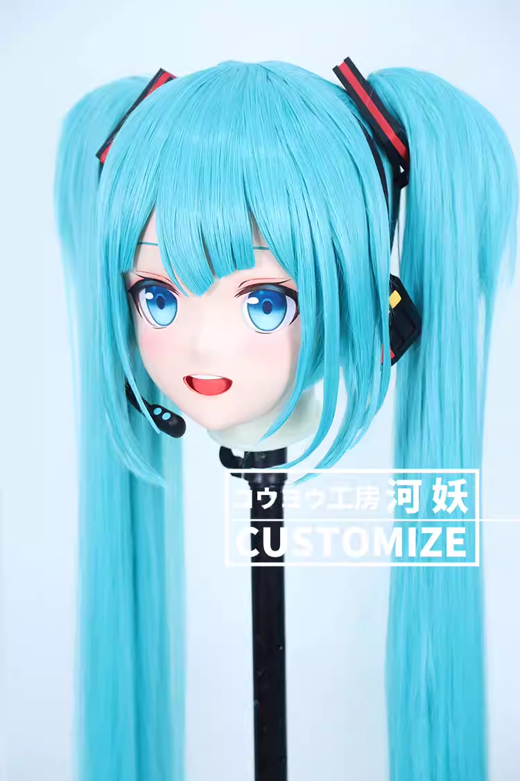 二次元美少女　フルヘッド着ぐるみマスク(C-71~C-80)　通気孔付　高品質樹脂製　サイズオーダーメイド　鍵つき全頭面　KIGURUMI変身　コスプレマスク　河妖工房製品　正規品保証　全国送料無料-2