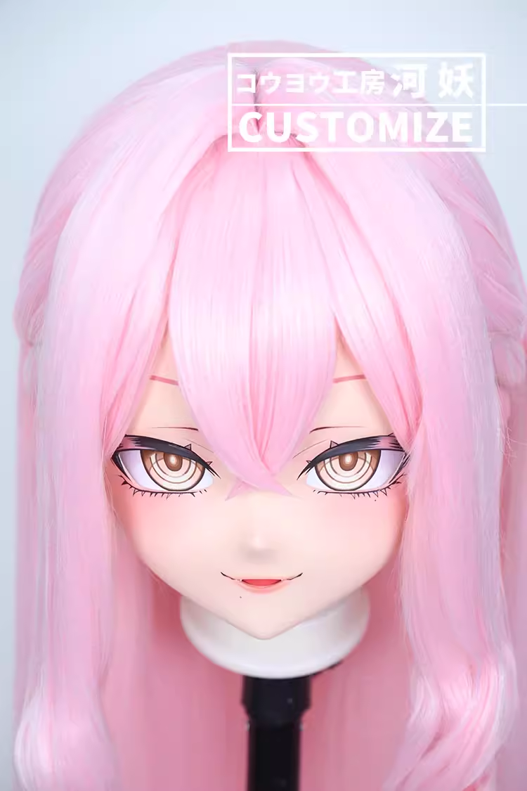 二次元美少女　フルヘッド着ぐるみマスク(C-81~C-90)　通気孔付　高品質樹脂製　サイズオーダーメイド　鍵つき全頭面　KIGURUMI変身　コスプレマスク　河妖工房製品　正規品保証　全国送料無料-2