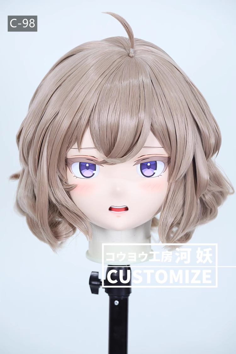 フルヘッド　KIGURUMIマスク(C-91~C-100)　通気孔付　高品質樹脂製　サイズオーダーメイド　かぎ付き全頭面　二次元美少女　コスプレマスク　河妖工房製品　正規品保証　全国送料無料-21