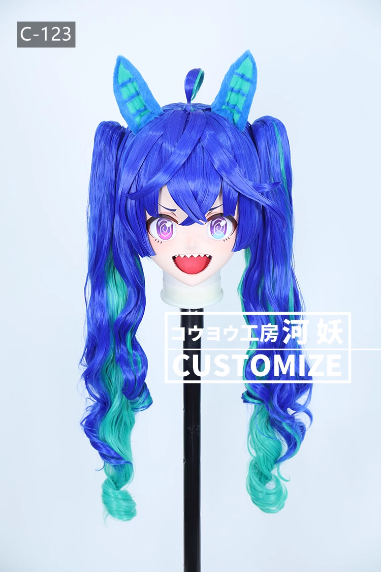 二次元美少女　鍵つき全頭面　KIGURUMIマスク(C-121~C-130)　通気孔付　高品質樹脂製　サイズオーダーメイド　フルヘッド　アニメマスク　河妖工房製品　正規品保証　全国送料無料-7