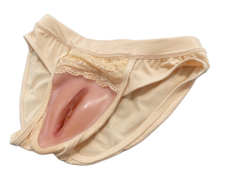 変装パンツ　リアルな女性器　肌色/黒色　女装入門／女装初心者へお勧め　超便利-2
