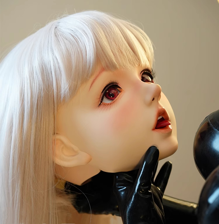大人気着ぐるみMask　月神シリーズ　「銀月」　舌出てる超萌え全頭着ぐるみマスク＆専用の銀色ウィッグセット　サイズオーダーメイド　着ぐるみちゃんは何してても可愛い　河妖工房製品　正規品保証　全国送料無料-9
