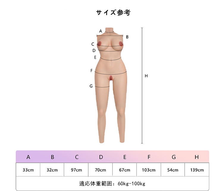 新品登場！！ 八字型のGカップ女体化スーツ　柔らかいシリコン充填の胸　超リアル　アナルホール付き　医療用シリコン素材製　ハニカム構造　蜂の巣　豊股豊尻効果が抜群　完璧に魅力的な女性に変身-2