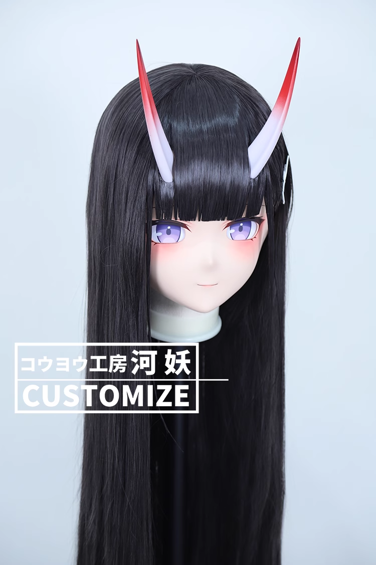 二次元美少女　鍵つき全頭面　KIGURUMIマスク(C-141~C-150)　通気孔付　高品質樹脂製　サイズオーダーメイド　フルヘッド　アニメマスク　河妖工房製品　正規品保証　全国送料無料-5