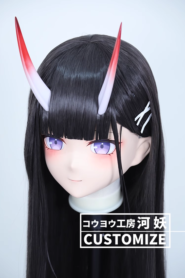 二次元美少女　鍵つき全頭面　KIGURUMIマスク(C-141~C-150)　通気孔付　高品質樹脂製　サイズオーダーメイド　フルヘッド　アニメマスク　河妖工房製品　正規品保証　全国送料無料-6