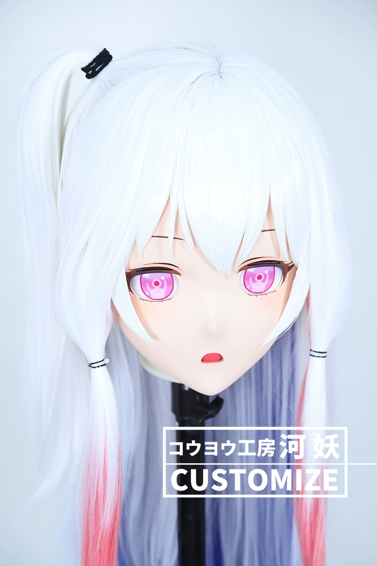 二次元美少女　鍵つき全頭面　KIGURUMIマスク(C-151~C-160)　通気孔付　高品質樹脂製　サイズオーダーメイド　フルヘッド　アニメマスク　河妖工房製品　正規品保証　全国送料無料-5