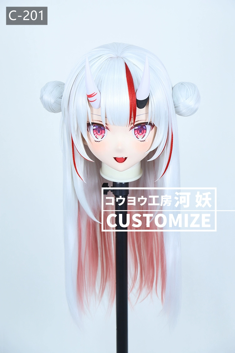 二次元美少女　鍵つき全頭面　KIGURUMIマスク(C-201~C-210)　通気孔付　高品質樹脂製　サイズオーダーメイド　フルヘッド　アニメマスク　河妖工房製品　正規品保証　全国送料無料-1