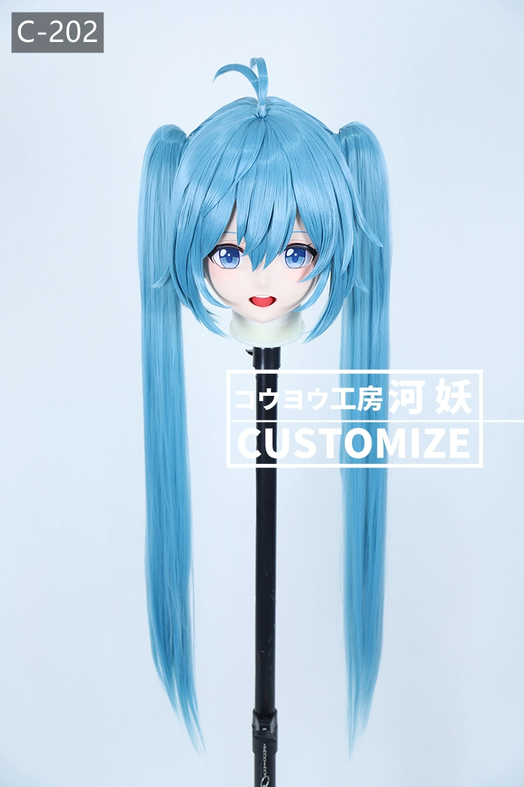 二次元美少女　鍵つき全頭面　KIGURUMIマスク(C-201~C-210)　通気孔付　高品質樹脂製　サイズオーダーメイド　フルヘッド　アニメマスク　河妖工房製品　正規品保証　全国送料無料-4