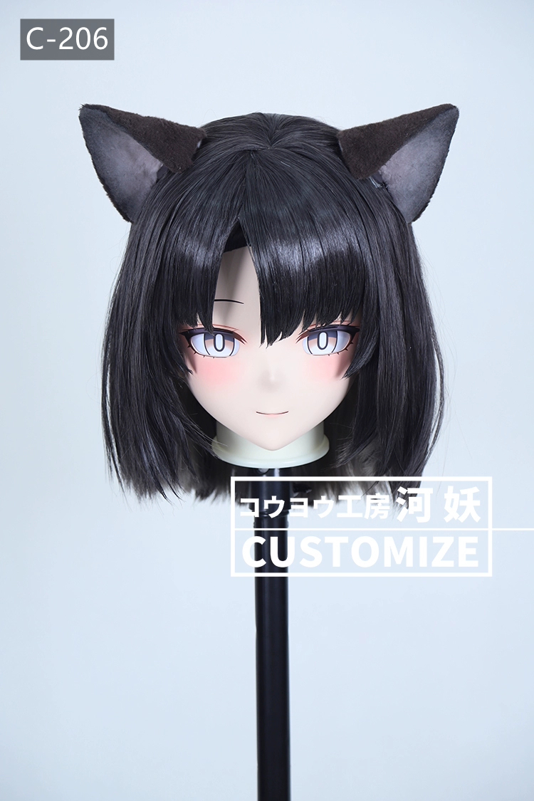 二次元美少女　鍵つき全頭面　KIGURUMIマスク(C-201~C-210)　通気孔付　高品質樹脂製　サイズオーダーメイド　フルヘッド　アニメマスク　河妖工房製品　正規品保証　全国送料無料-16
