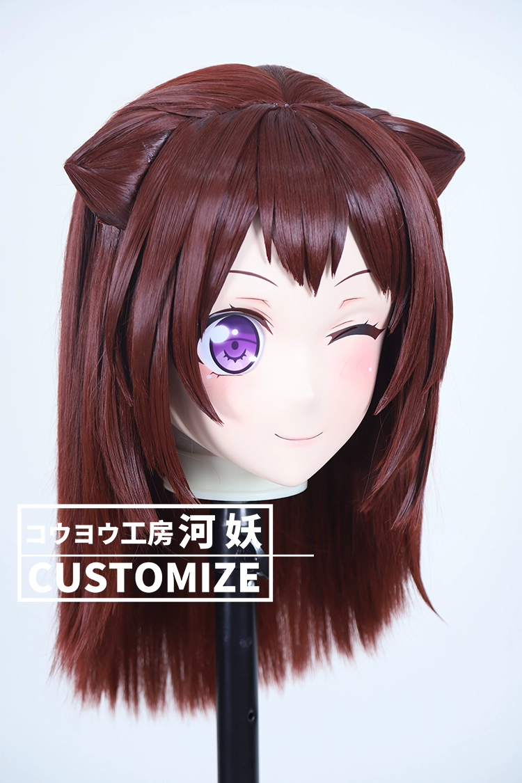 二次元美少女　鍵つき全頭面　KIGURUMIマスク(C-211~C-220)　通気孔付　高品質樹脂製　サイズオーダーメイド　フルヘッド　アニメマスク　河妖工房製品　正規品保証　全国送料無料-2