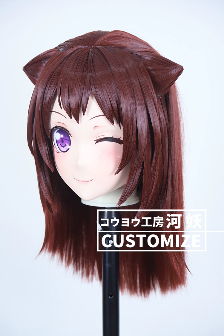 二次元美少女　鍵つき全頭面　KIGURUMIマスク(C-211~C-220)　通気孔付　高品質樹脂製　サイズオーダーメイド　フルヘッド　アニメマスク　河妖工房製品　正規品保証　全国送料無料-3