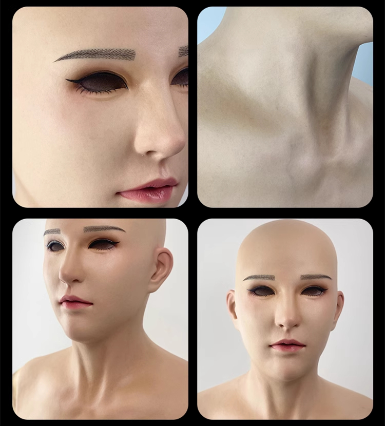 澤莉ちゃん　高品質シリコン素材　フルヘッド／首付きマスク/シリコン充填胸付きのマスク　ノーマルメイク付き　美人顔になれるフィメールマスク　女装変身が超便利　正規品保証　全国送料無料-3