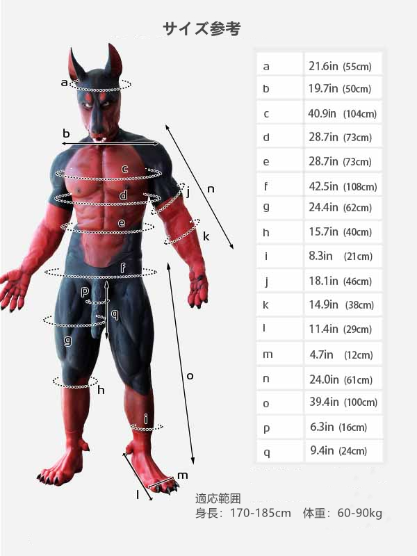 ASTRO　獣人変身　シリコン筋肉スーツ　犬のマスク＆袖付き偽腹筋＆男性器付きロングパンツ＆手袋＆足袋セット5