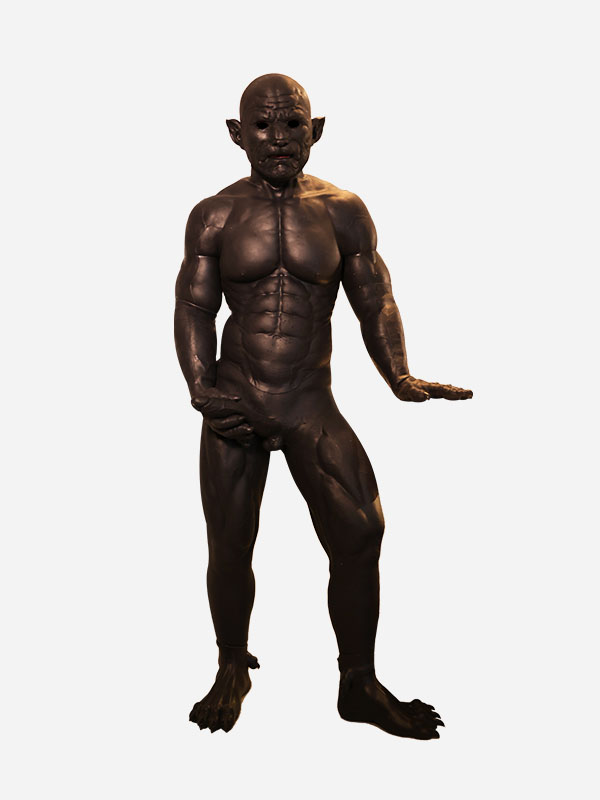 黒虎　獣人変身　オスケモ　シリコン筋肉スーツ　虎のマスク＆袖付き偽腹筋＆男性器付きロングパンツ＆手袋＆足袋セット-6
