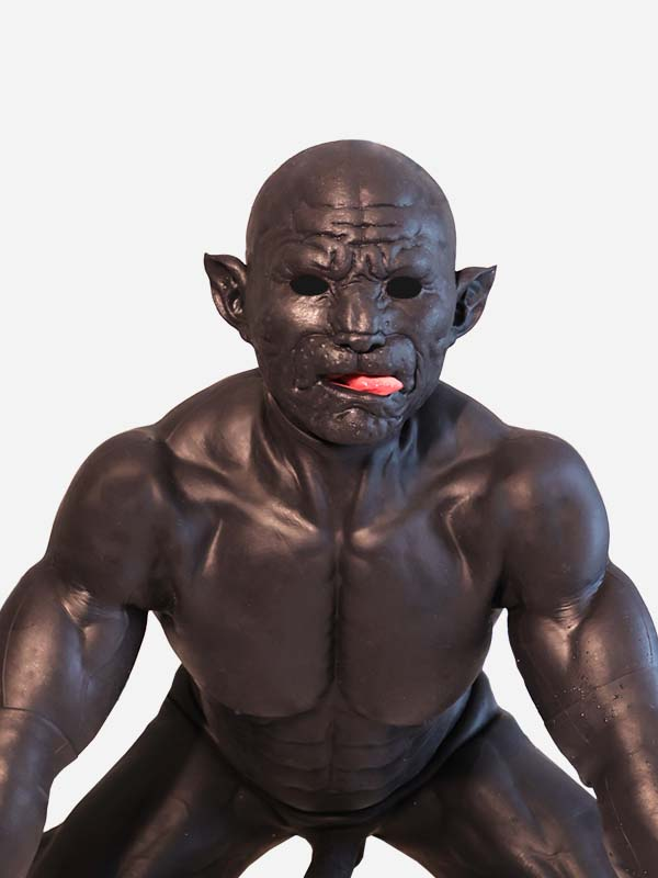 黒虎　獣人変身　オスケモ　シリコン筋肉スーツ　虎のマスク＆袖付き偽腹筋＆男性器付きロングパンツ＆手袋＆足袋セット-10