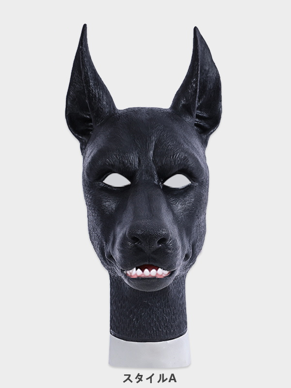 黒犬　獣人変身スーツ　シリコン製　犬のマスクA/B＆袖付き偽腹筋＆ロングパンツ＆手袋＆足袋-4