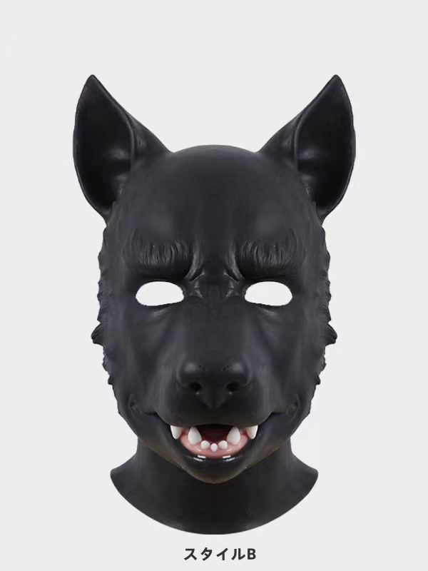 黒犬　獣人変身スーツ　シリコン製　犬のマスクA/B＆袖付き偽腹筋＆ロングパンツ＆手袋＆足袋5