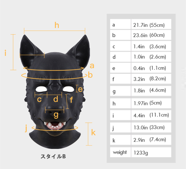黒犬　獣人変身スーツ　シリコン製　犬のマスクA/B＆袖付き偽腹筋＆ロングパンツ＆手袋＆足袋13