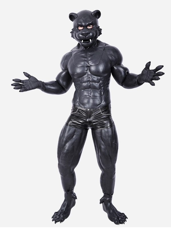 黒虎 獣人変身コスプレ シリコン筋肉スーツ 虎のマスク＆袖付き