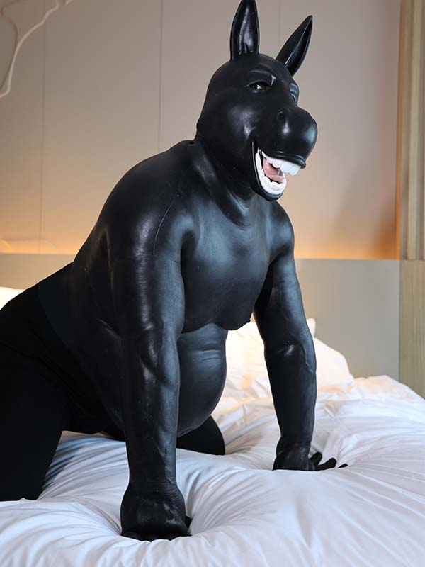 黒驢馬　獣人変身コスプレ　驢馬のマスク＆偽ビール腹＆ロングパンツ＆手袋＆足袋セット　面白い道具-2
