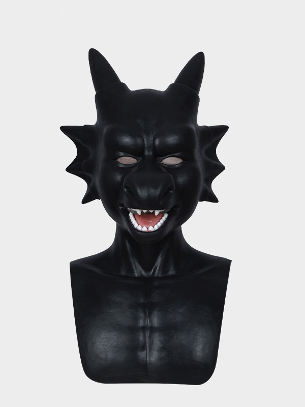黒犬/黒龍　獣人に変身用道具　シリコン製　犬のマスクA/B/黒龍＆偽ビール腹＆手袋＆足袋セット-8