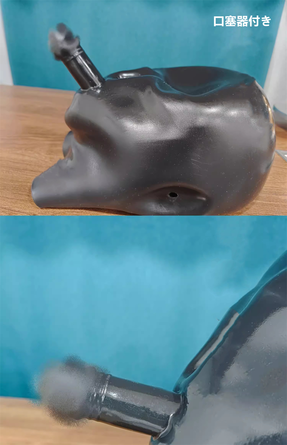 ブラック　閉目　全頭フェイスマスク　頭周り56~60cm　シリコン素材　ラテックススーツと組み合わせてご利用をお勧め　フィメールマスク　男女兼用　SMゲーム道具-2