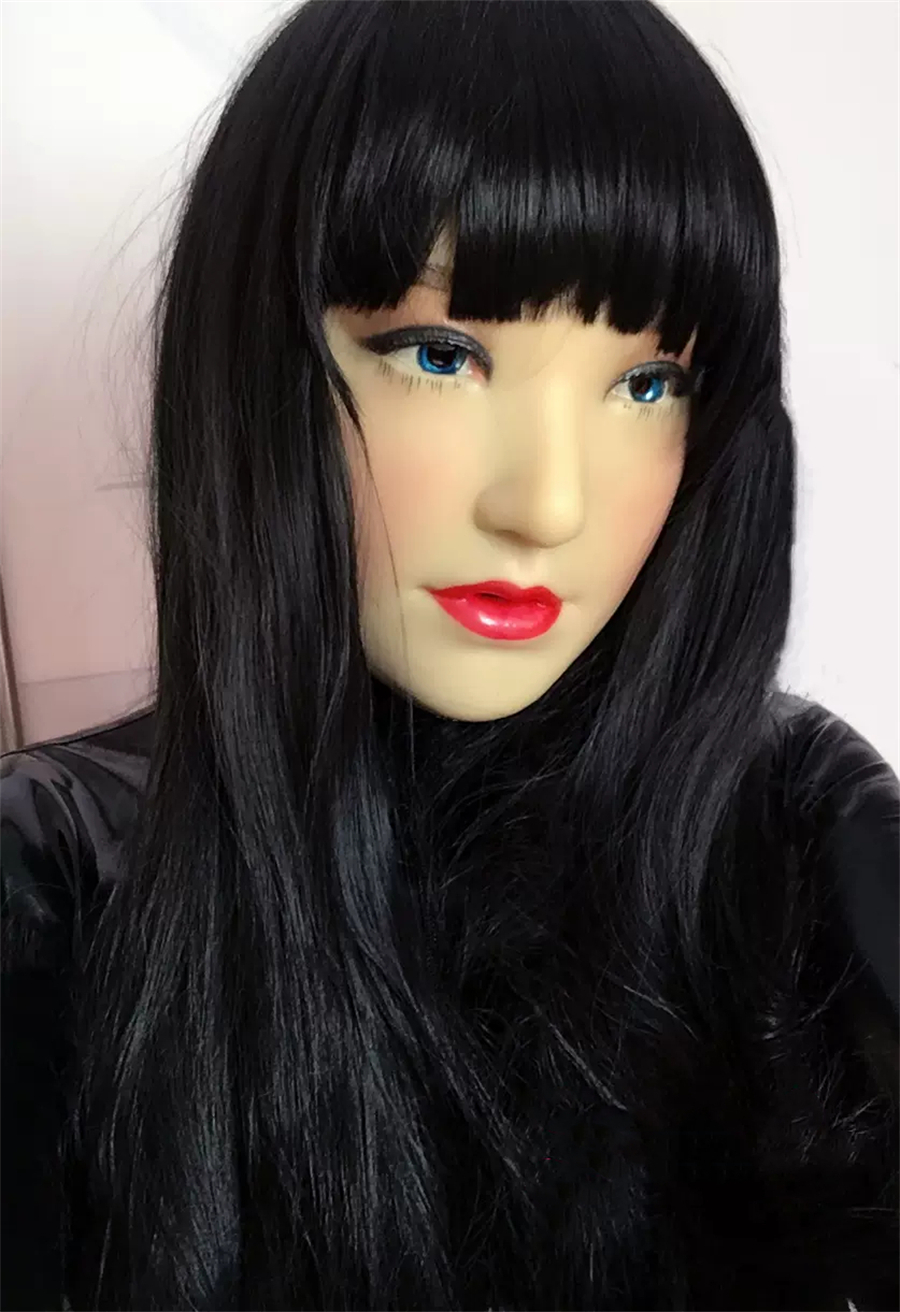 ハーフヘッド　Sinnie　フィメールマスク　美人顔　柔らかいシリコン製　女装変装用-1