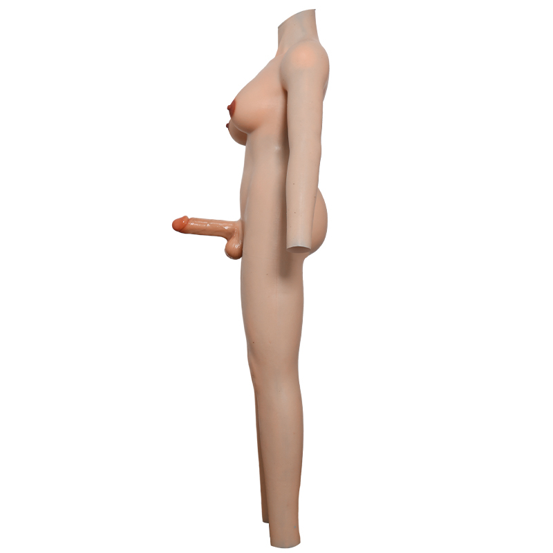 新品登場！！ 小柄向けのCカップ男女同体化全身スーツ　男性の陰茎＆女性の陰部　二つの生殖器通路付き　ふたなりスーツ　アナルホール付き　医療用シリコン素材製　両性変装用グッズ-13