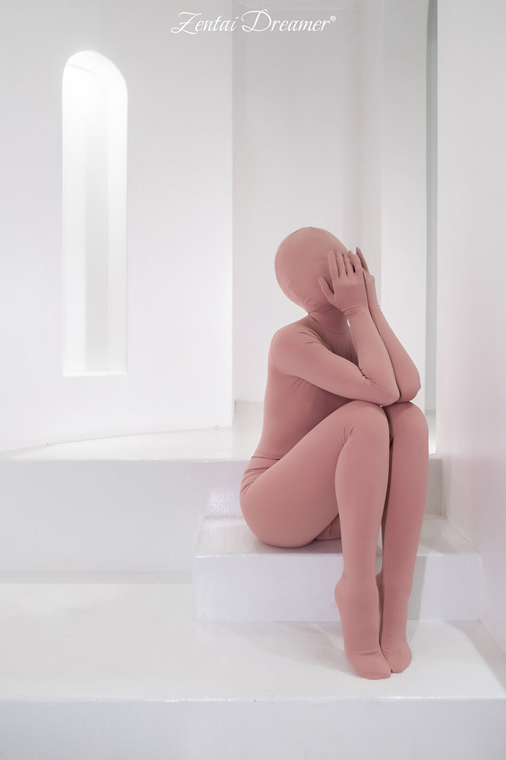 ZD22　ヨガポーズ　ZENTAI　オレンジ/ピンク/グレー3色選択可能　ナイロン＆スパンデックス　全身タイツ-6