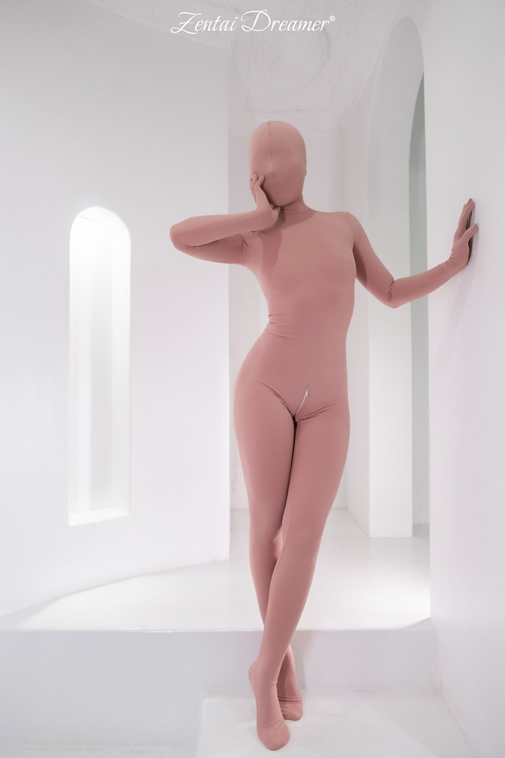 ZD22　ヨガポーズ　ZENTAI　オレンジ/ピンク/グレー3色選択可能　ナイロン＆スパンデックス　全身タイツ-7