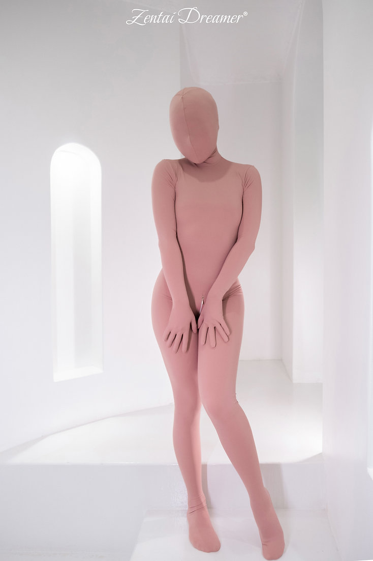 ZD22　ヨガポーズ　ZENTAI　オレンジ/ピンク/グレー3色選択可能　ナイロン＆スパンデックス　全身タイツ-8
