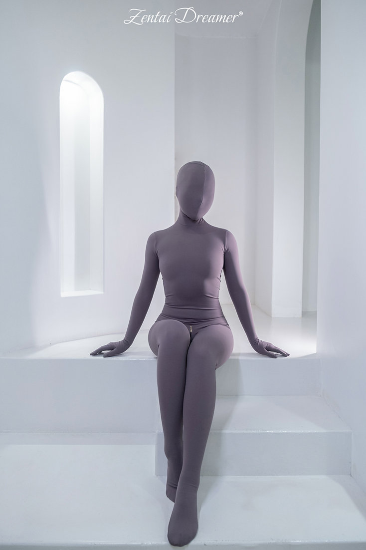 ZD22　ヨガポーズ　ZENTAI　オレンジ/ピンク/グレー3色選択可能　ナイロン＆スパンデックス　全身タイツ-10
