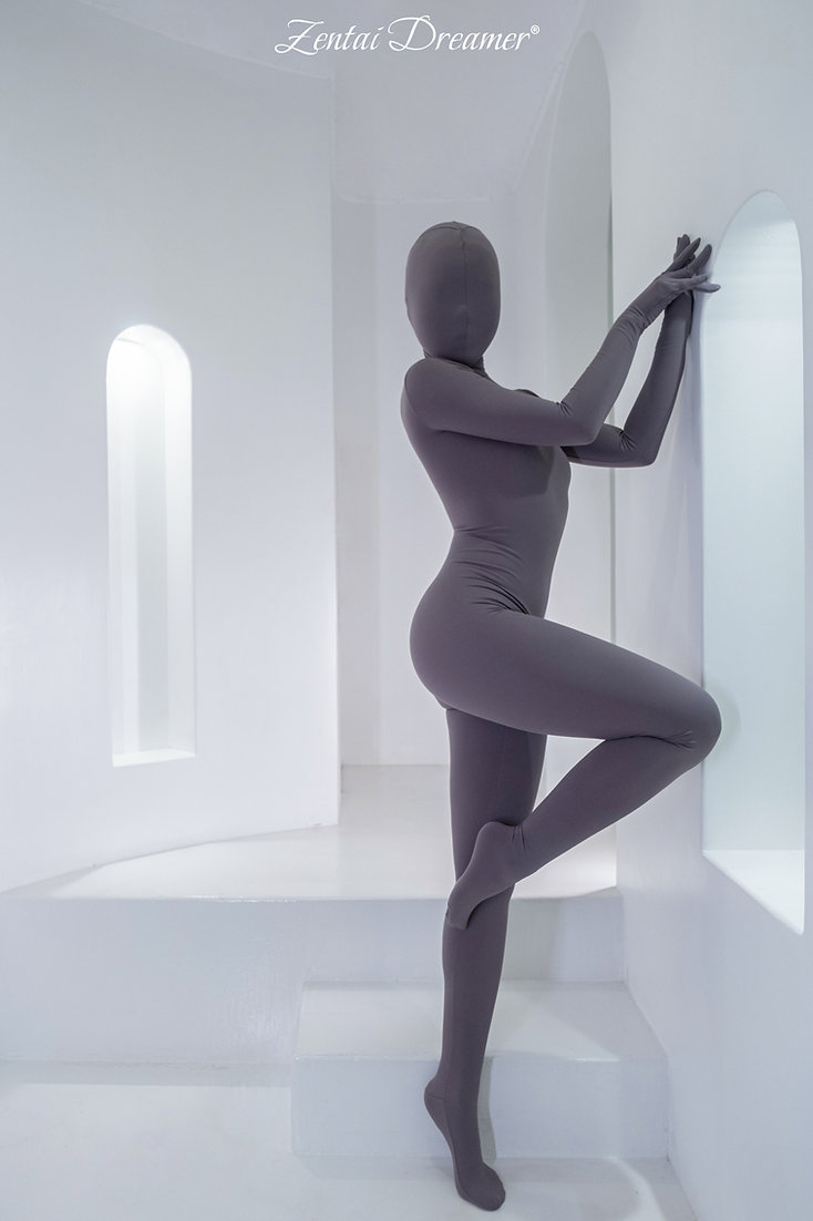 ZD22　ヨガポーズ　ZENTAI　オレンジ/ピンク/グレー3色選択可能　ナイロン＆スパンデックス　全身タイツ-12