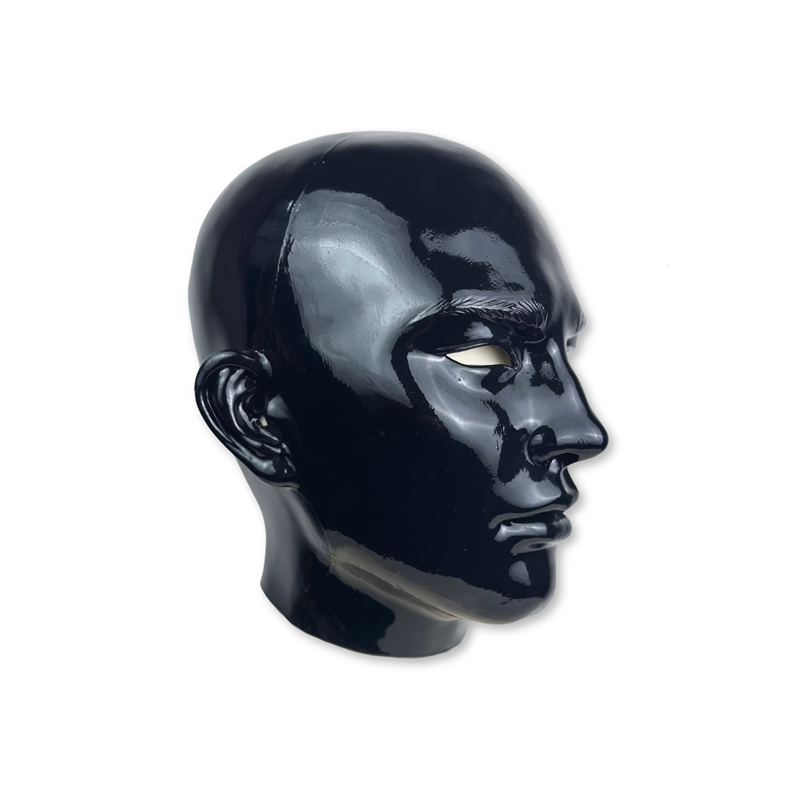 シリコン製全頭面　ブラック/レッド　男性の顔　頭周り54cm∼58cm　ラテックススーツと組み合わせてご利用をお勧め　フルヘッド　鼻の呼吸孔付き-5