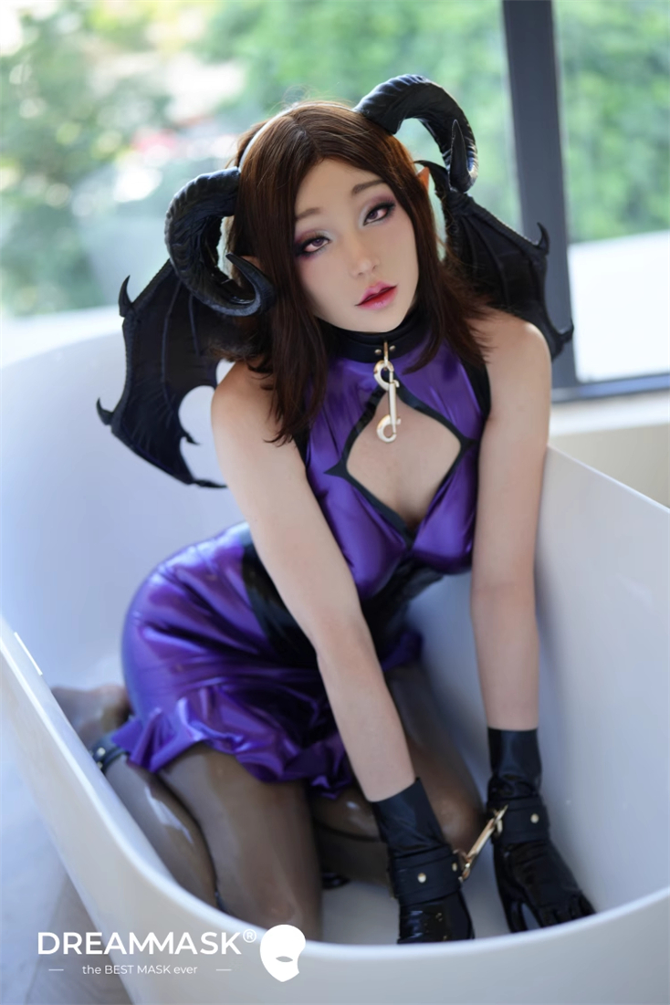 新品登場　M28欲姫（ヨクヒメ）　フルヘッドフィメールマスク　瞳付き　欲望シリーズ　ノーマルメイク付き　紐付き/ファスナー付き-3