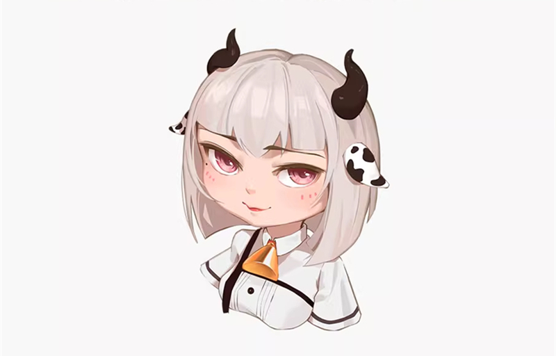 うしまい(牛姉妹)の妹　フルヘッド　着ぐるみマスク　牛っ娘ちゃん　kigurumimask　ウィッグ＆牛の角＆牛の耳付き-1