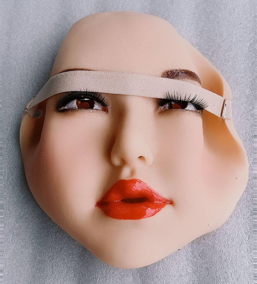 ハーフヘッド　Sinnie　フィメールマスク　美人顔　柔らかいシリコン製　女装変装用-3